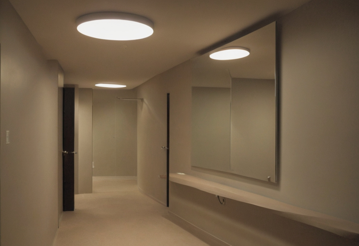 Which fixture types work beside floor mirrors, and when should each be used editorial visual